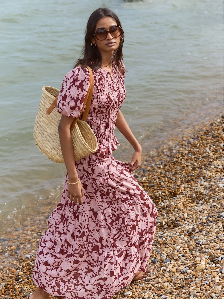 Baukjen Pink Printed Smocked Top - Image 1 of 5