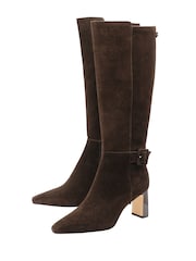 Lotus Brown Heeled Suede Knee High Boots - Image 2 of 4