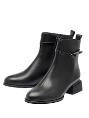 Lotus Black Block Heel Ankle Boots - Image 2 of 4