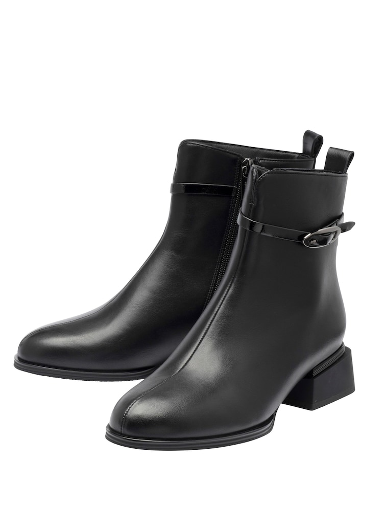 Lotus Black Block Heel Ankle Boots - Image 2 of 4 Lotus Black Block Heel Ankle Boots - Image 2 of 4