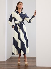 Star by Julien MacDonald Blue Stripe Print Shirt Dress - Image 3 of 5