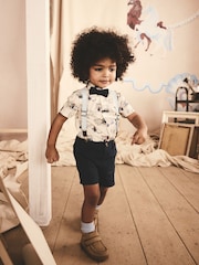 Blue/White Paddington Shirt, Braces, Short & Bow Tie Set (3mths-7yrs) - Image 1 of 11