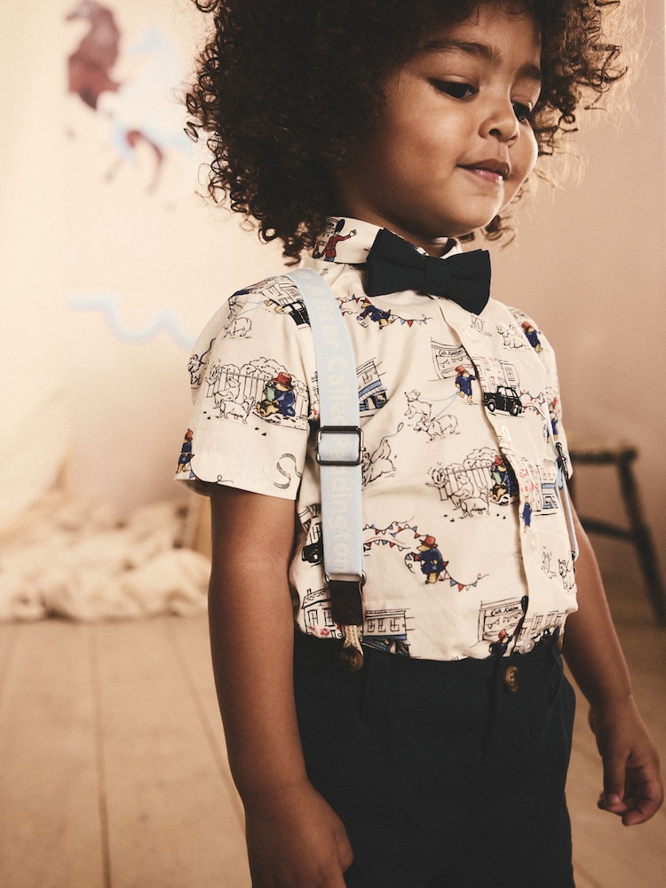 Blue/White Paddington Shirt, Braces, Short & Bow Tie Set (3mths-7yrs) - Image 2 of 11