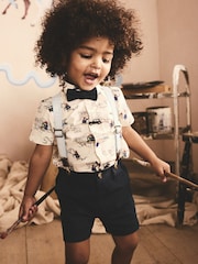 Blue/White Paddington Shirt, Braces, Short & Bow Tie Set (3mths-7yrs) - Image 3 of 11