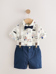 Blue/White Paddington Shirt, Braces, Short & Bow Tie Set (3mths-7yrs) - Image 6 of 11