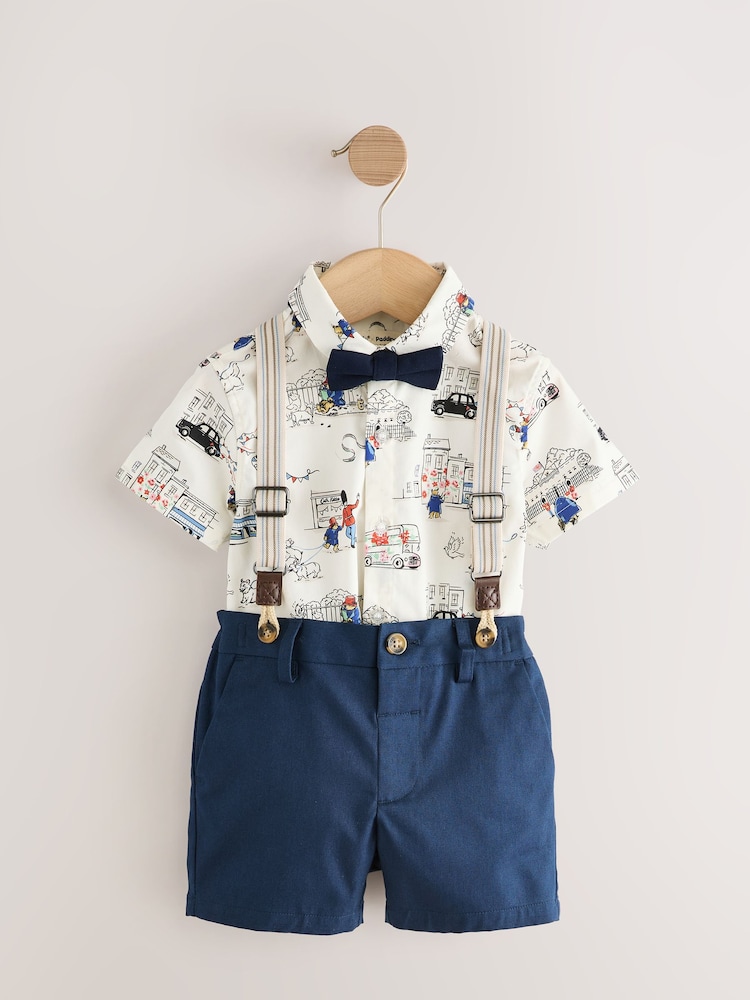 Blue/White Paddington Shirt, Braces, Short & Bow Tie Set (3mths-7yrs) - Image 6 of 11