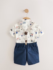Blue/White Paddington Shirt, Braces, Short & Bow Tie Set (3mths-7yrs) - Image 7 of 11