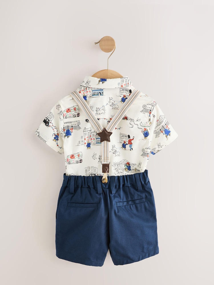 Blue/White Paddington Shirt, Braces, Short & Bow Tie Set (3mths-7yrs) - Image 7 of 11