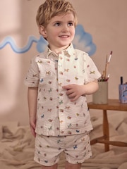 Cream Cath Kidston All Over Printed Dog Shirt & Shorts Set (3mths-7yrs) - Image 1 of 11