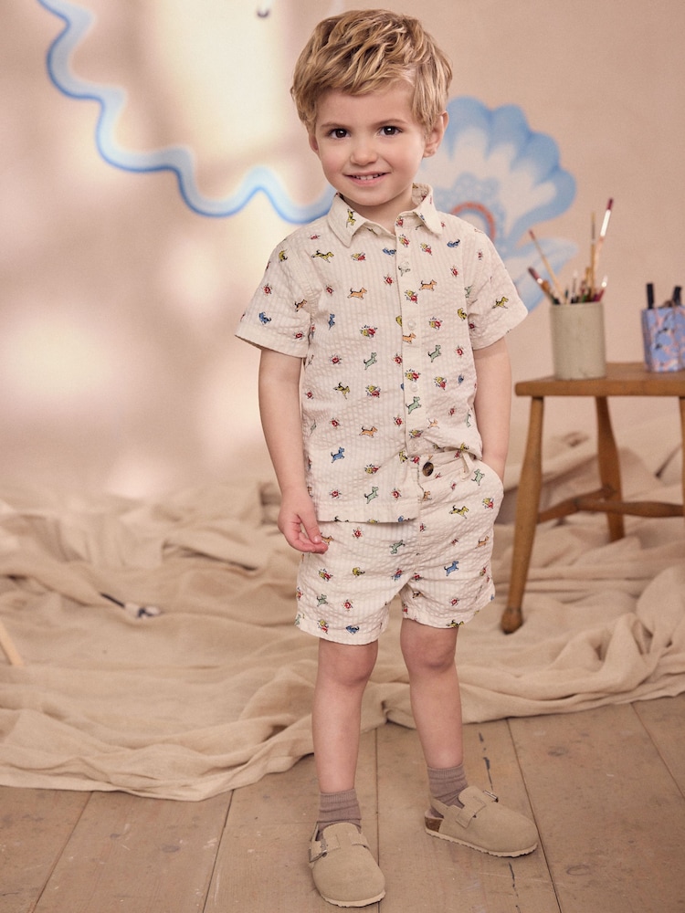 Cream Cath Kidston All Over Printed Dog Shirt & Shorts Set (3mths-7yrs) - Image 2 of 11