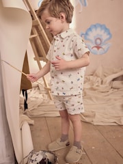 Cream Cath Kidston All Over Printed Dog Shirt & Shorts Set (3mths-7yrs) - Image 5 of 11