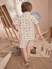 Cream Cath Kidston All Over Printed Dog Shirt & Shorts Set (3mths-7yrs) - Image 6 of 11