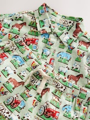Green Farm All Over Printed Linen Blend Shirt & Shorts Set (3mths-7yrs) - Image 8 of 9
