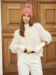 粉色 - Lipsy Knitted Cable Pom Beanie Hat - 圖片 1，共 4