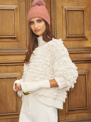 粉色 - Lipsy Knitted Cable Pom Beanie Hat - 圖片 2，共 4