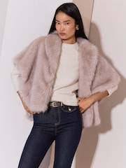 Lipsy Cream Faux Fur Cape Poncho - Image 2 of 3