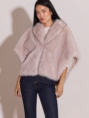Lipsy Cream Faux Fur Cape Poncho - Image 3 of 3