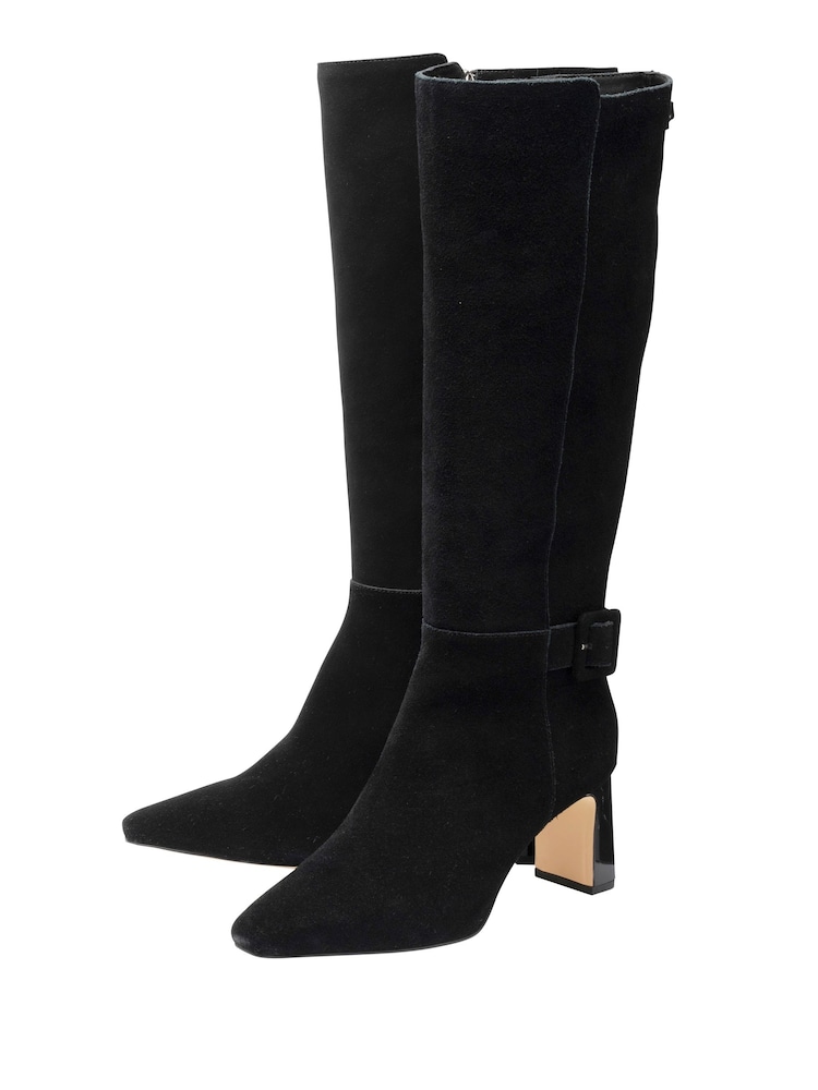 Lotus Black Heeled Suede Knee High Boots - Image 2 of 4 Lotus Black Heeled Suede Knee High Boots - Image 2 of 4