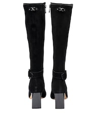 Lotus Black Heeled Suede Knee High Boots - Image 3 of 4