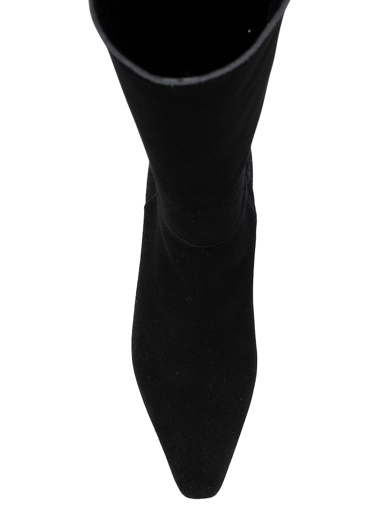 Lotus Black Heeled Suede Knee High Boots - Image 4 of 4 Lotus Black Heeled Suede Knee High Boots - Image 4 of 4