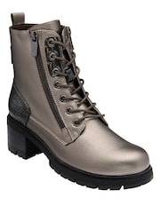 Lotus Grey Block Heel Zip-Up Ankle Boots - Image 1 of 4