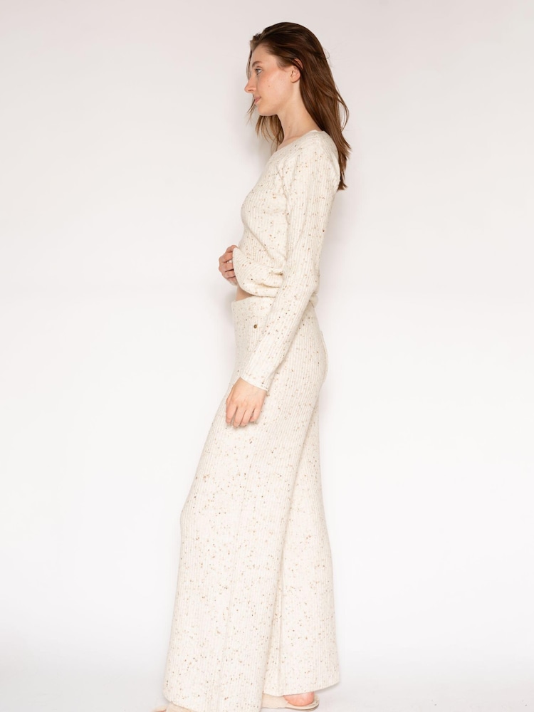LatteLove Cream Marshmallow Mix Sweater Rib Pants - Image 3 of 3
