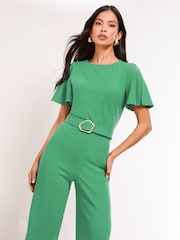 Lipsy Green Short Sleeve Hardware Jumpsuit - Image 4 of 4