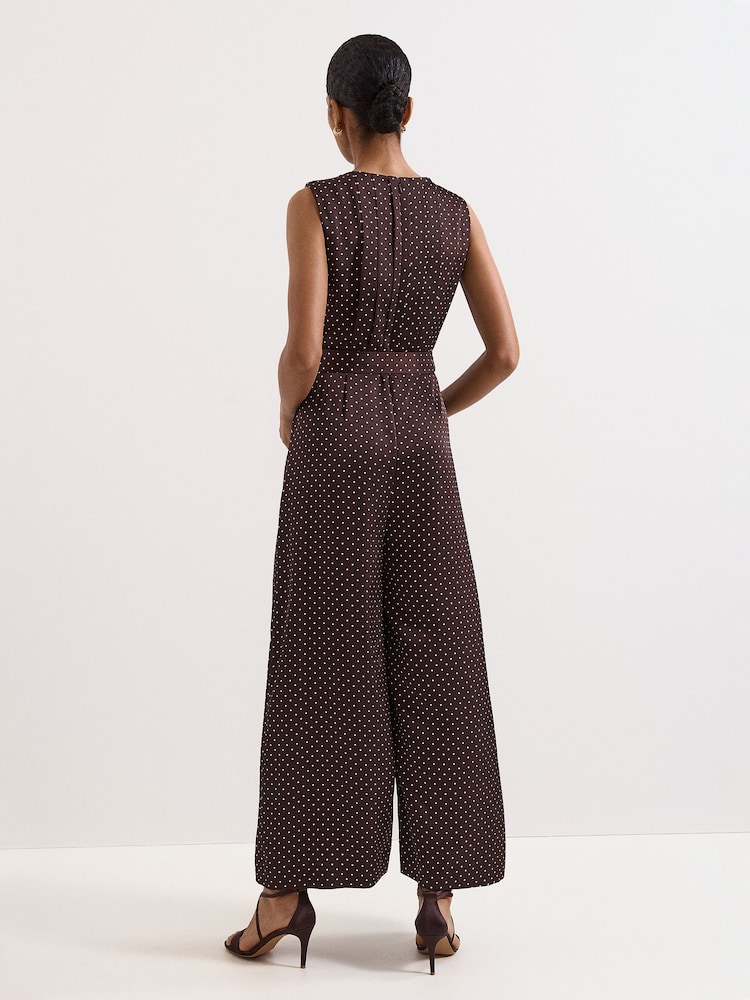 Phase Eight Brown Janine Spot Jumpsuit - Image 2 of 6
