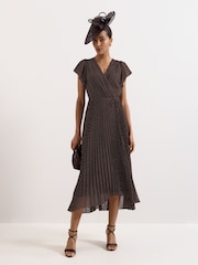 Phase Eight Brown Petite Louisa Wrap Dress - Image 1 of 6
