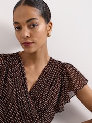 Phase Eight Brown Petite Louisa Wrap Dress - Image 4 of 6