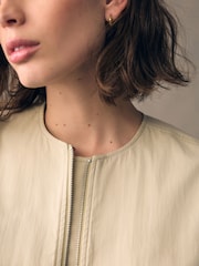Neutral Cotton Blend Bubble Hem Bomber Jacket - Image 4 of 4