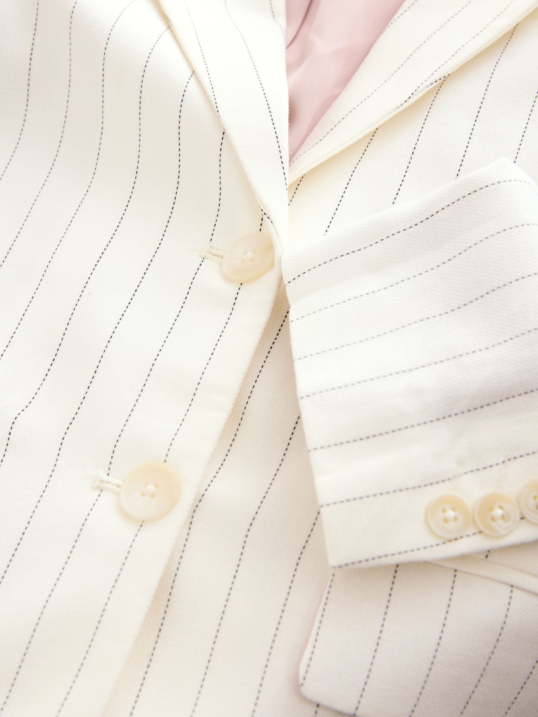 Buy Black/White Striped Striped Single Breasted Blazer with Linen