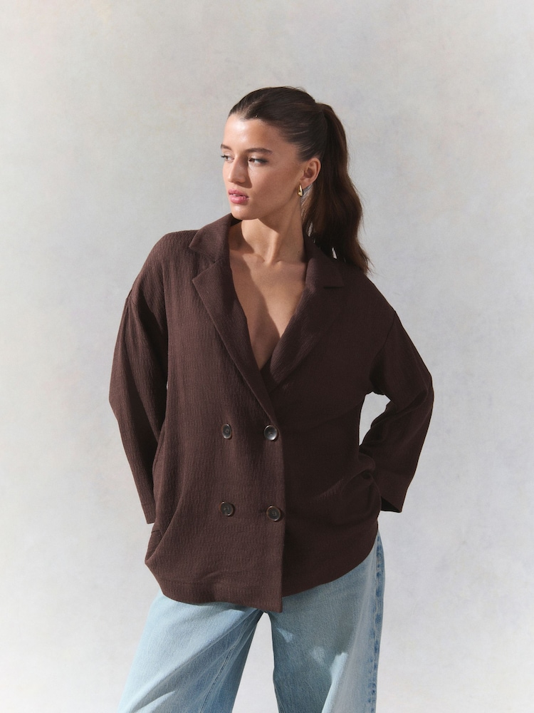 Brun - Crinkle Textured Relaxed Jacket - Image 3 of 8