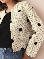 Ecru Floral Embroidered Quilted Cotton Rich Jacket - Image 5 of 8