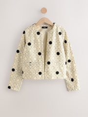 Ecru Floral Embroidered Quilted Cotton Rich Jacket - Image 6 of 8