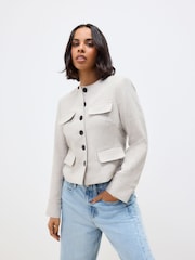 Neutral Cotton Linen Blend Trophy Jacket - Image 1 of 8