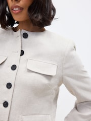 Neutral Cotton Linen Blend Trophy Jacket - Image 2 of 8