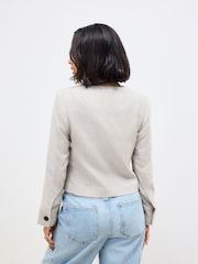Neutral Cotton Linen Blend Trophy Jacket - Image 3 of 8