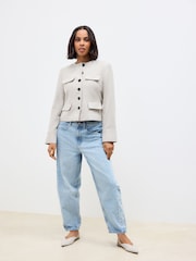 Neutral Cotton Linen Blend Trophy Jacket - Image 5 of 8