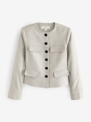 Neutral Cotton Linen Blend Trophy Jacket - Image 6 of 8