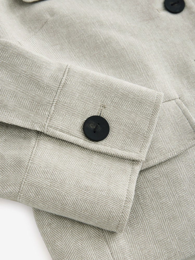 Neutral Cotton Linen Blend Trophy Jacket - Image 8 of 8