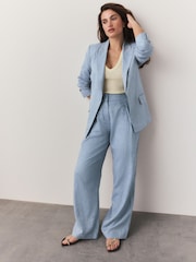 Blue Tailored Blazer with Linen - Image 2 of 9