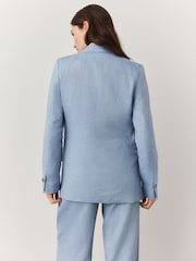 Blue Tailored Blazer with Linen - Image 3 of 9