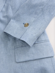 Blue Tailored Blazer with Linen - Image 8 of 9