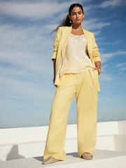 Yellow Tailored Blazer with Linen - Image 2 of 9