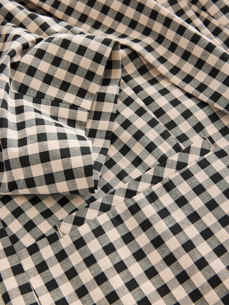 Neutral/Black Check Relaxed Ruched Sleeve Blazer - Image 6 of 7