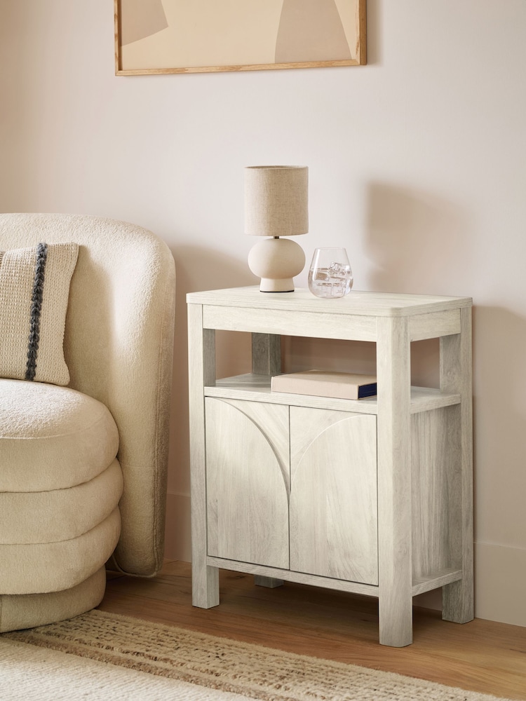 White Arches Mango Effect Storage Side Table - Image 2 of 8 White Arches Mango Effect Storage Side Table - Image 2 of 8