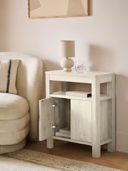 White Arches Mango Effect Storage Side Table - Image 3 of 8