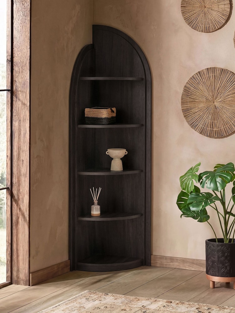 Black Arches Mango Wood Effect Corner Shelf - Image 1 of 5 Black Arches Mango Wood Effect Corner Shelf - Image 1 of 5