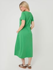 Threadbare Green Jersey Midi Smock Dress With Pockets - Image 2 of 5
